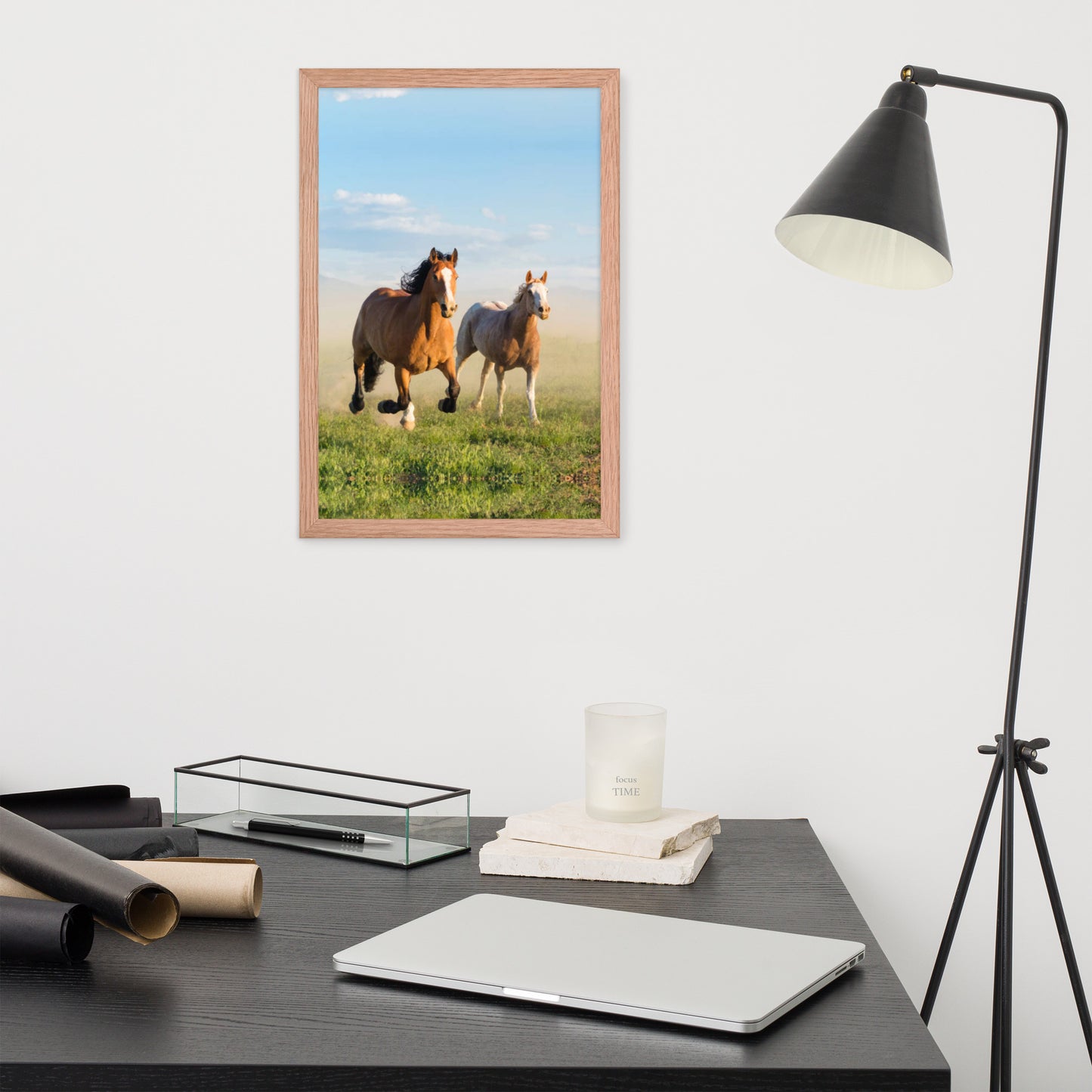 Framed Poster Horse Wall Art - Vertical Print (Glamourange 0023 Model)