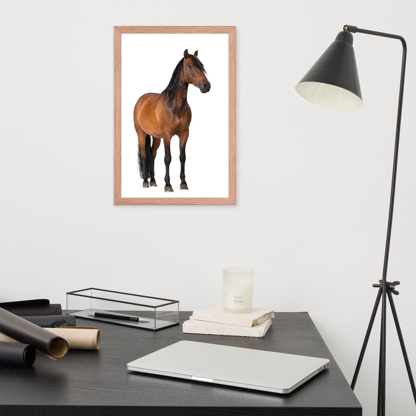 Framed Poster Horse Wall Art - Vertical Print (Glamourange 0024 Model)