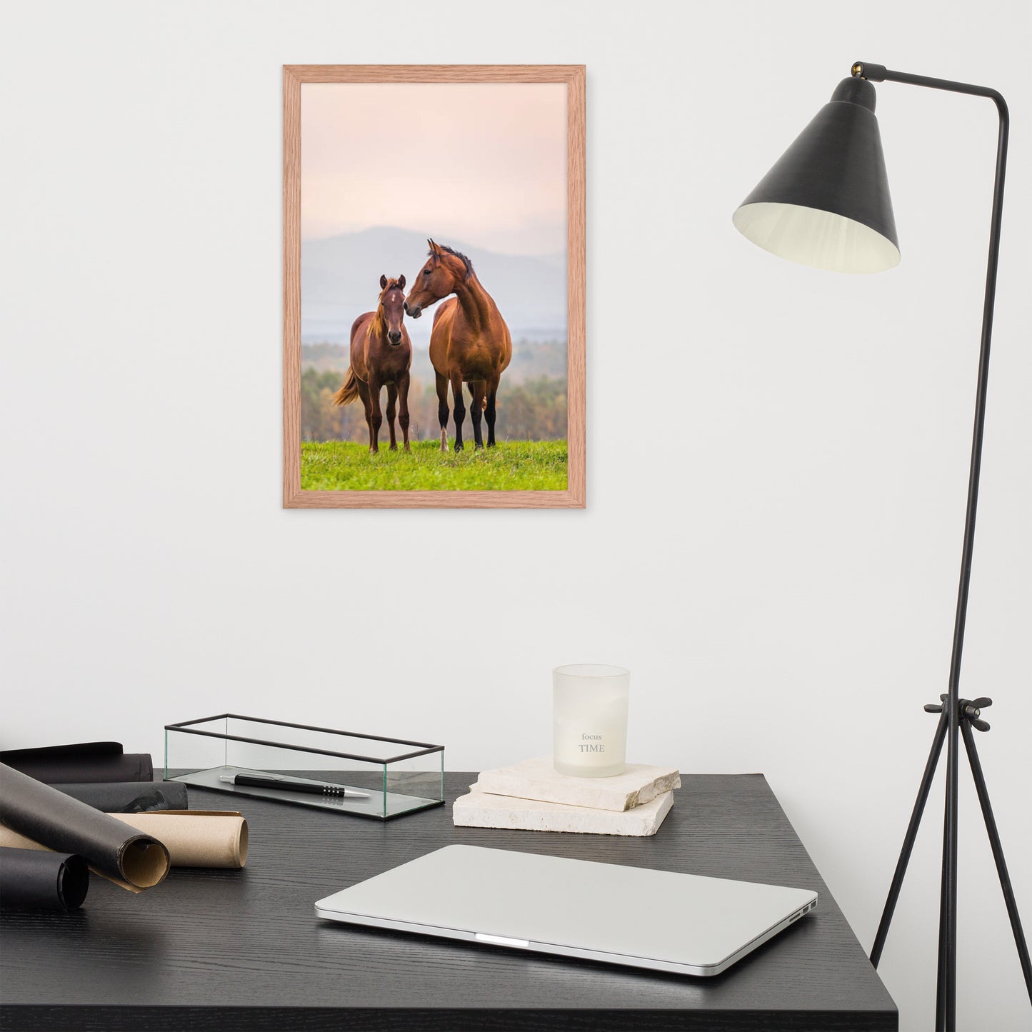 Framed Poster Horse Wall Art - Vertical Print (Glamourange 0027 Model)