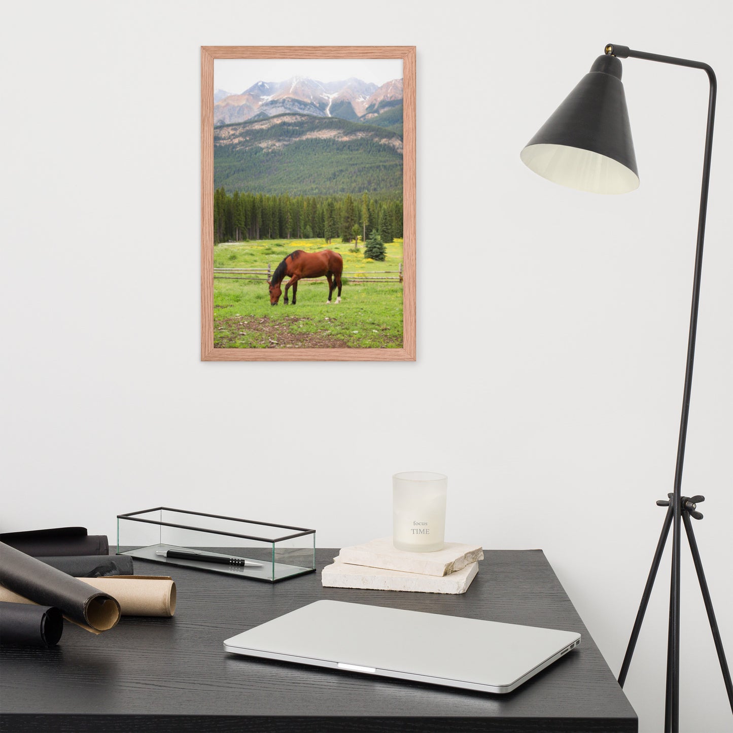 Framed Poster Horse Wall Art - Vertical Print (Glamourange 0030 Model)