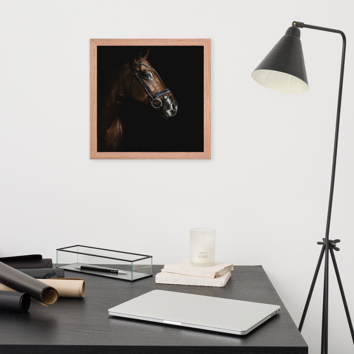 Framed Poster Horse Wall Art - Vertical Print (Glamourange 005 Model)