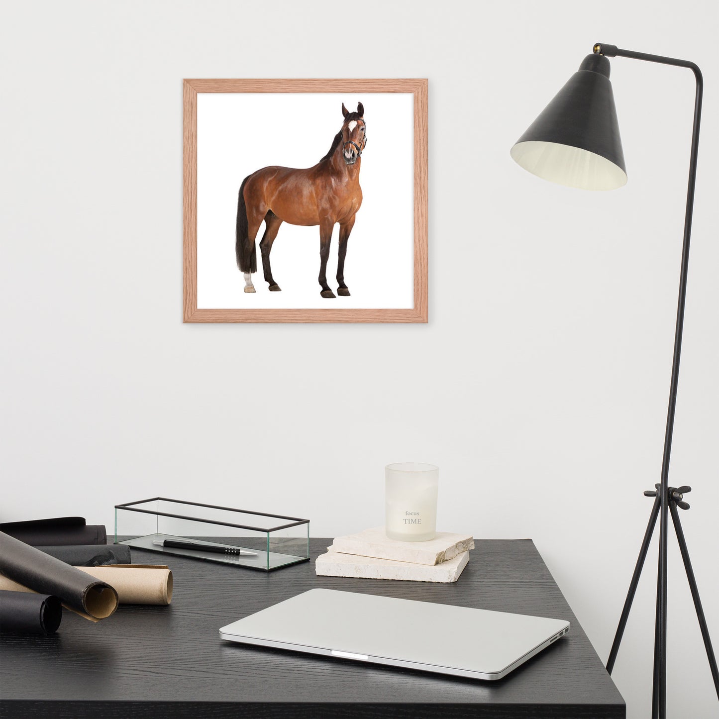 Framed Poster Horse Wall Art - Vertical Print (Glamourange 008 Model)