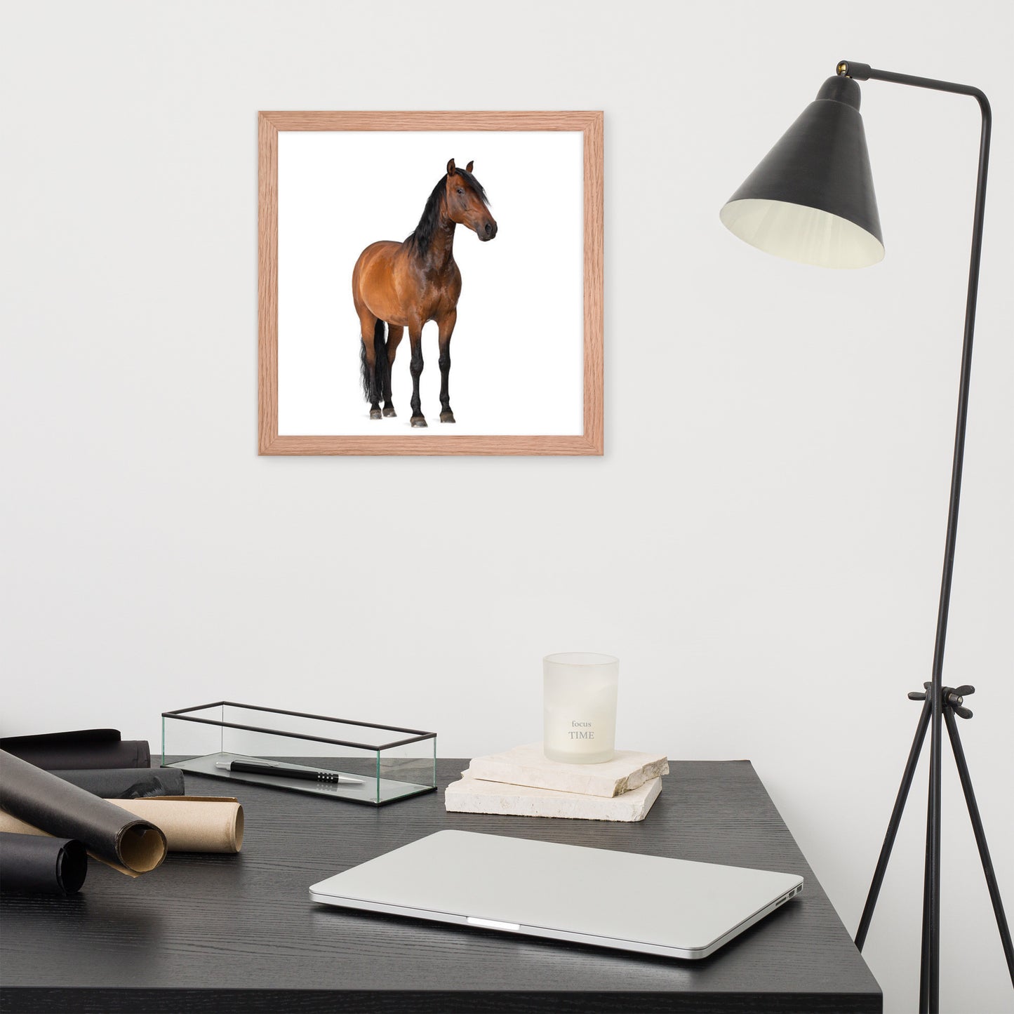 Framed Poster Horse Wall Art - Vertical Print (Glamourange 0024 Model)