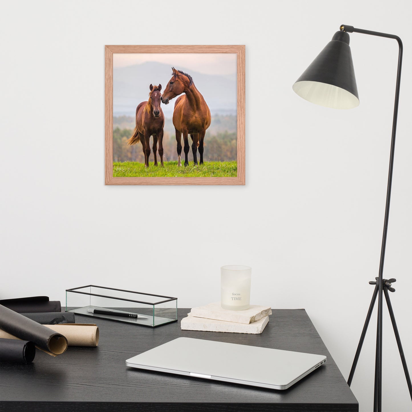 Framed Poster Horse Wall Art - Vertical Print (Glamourange 0027 Model)