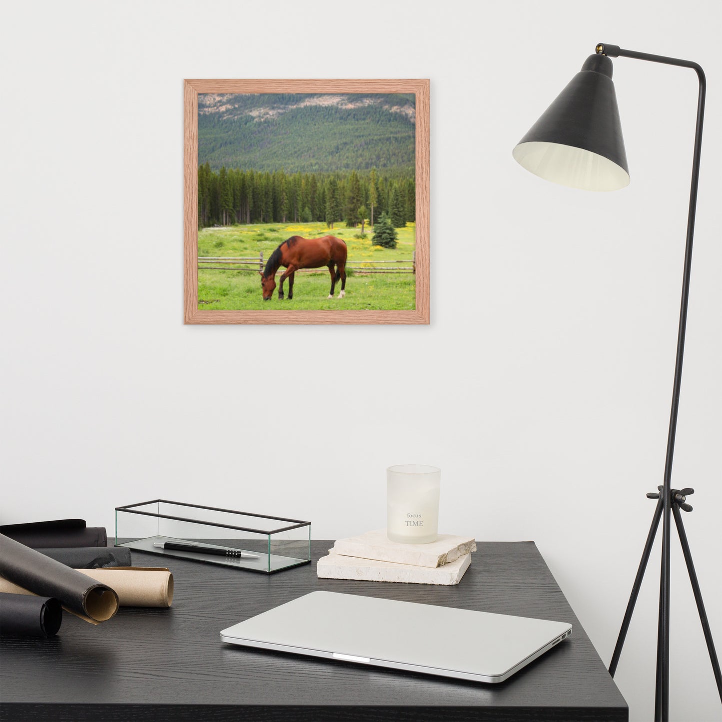 Framed Poster Horse Wall Art - Vertical Print (Glamourange 0030 Model)