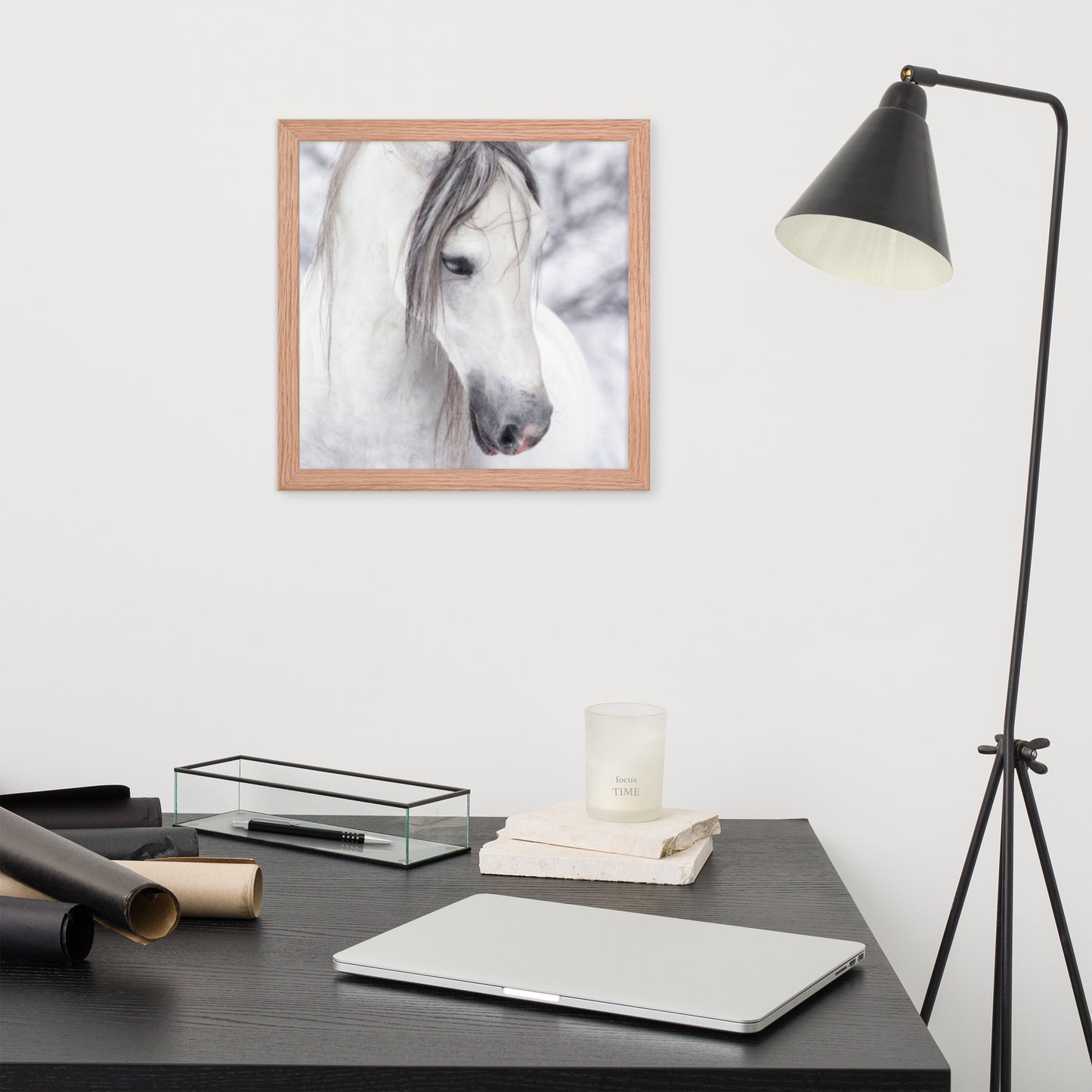 Framed Poster Horse Wall Art - Vertical Print (Glamourange 0036 Model)