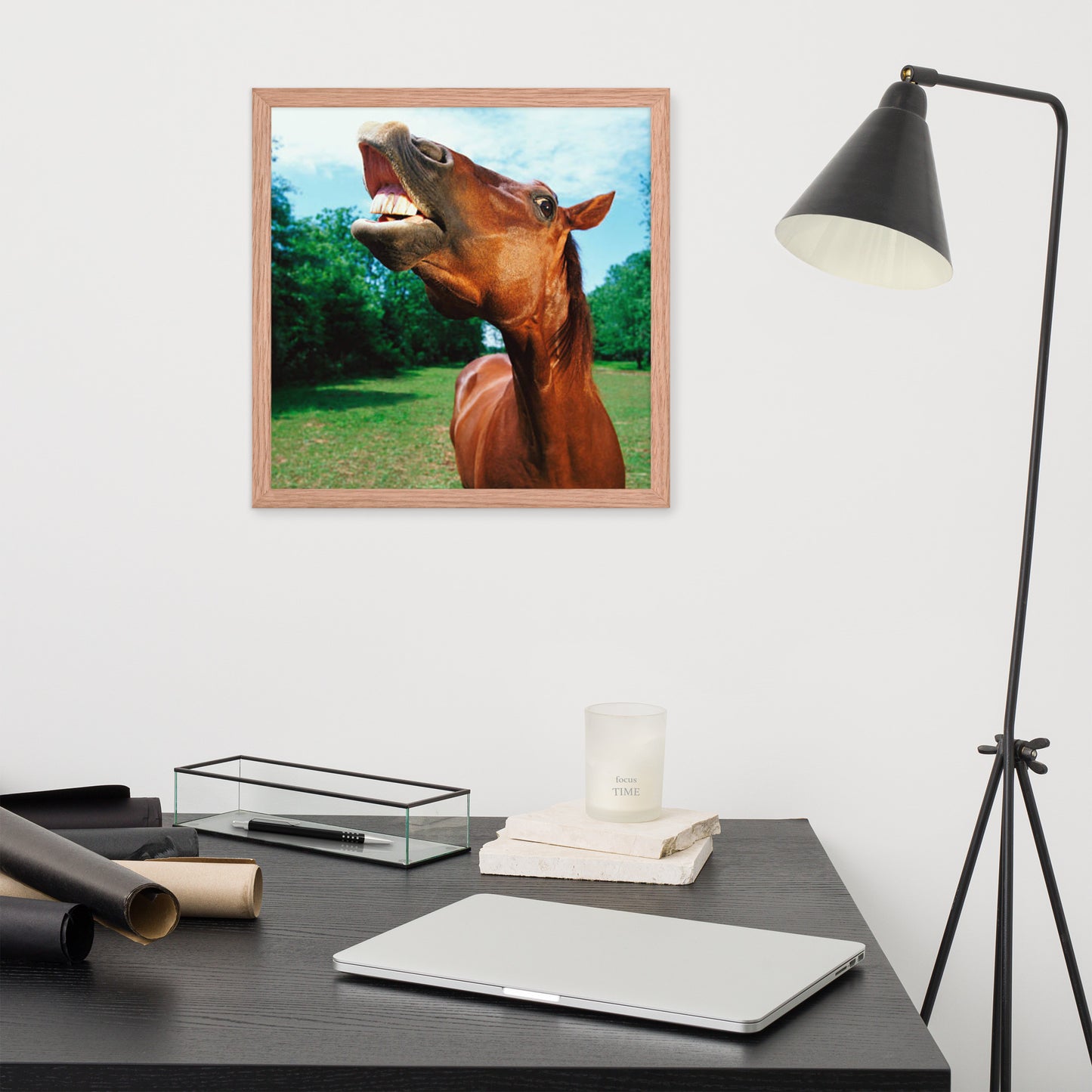 Framed Poster Horse Wall Art - Vertical Print (Glamourange 002 Model)