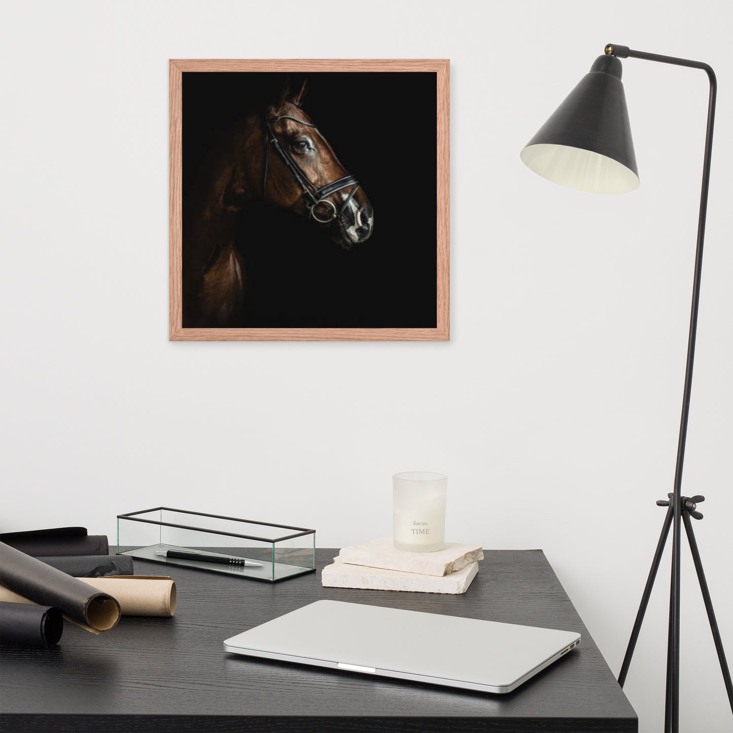 Framed Poster Horse Wall Art - Vertical Print (Glamourange 005 Model)