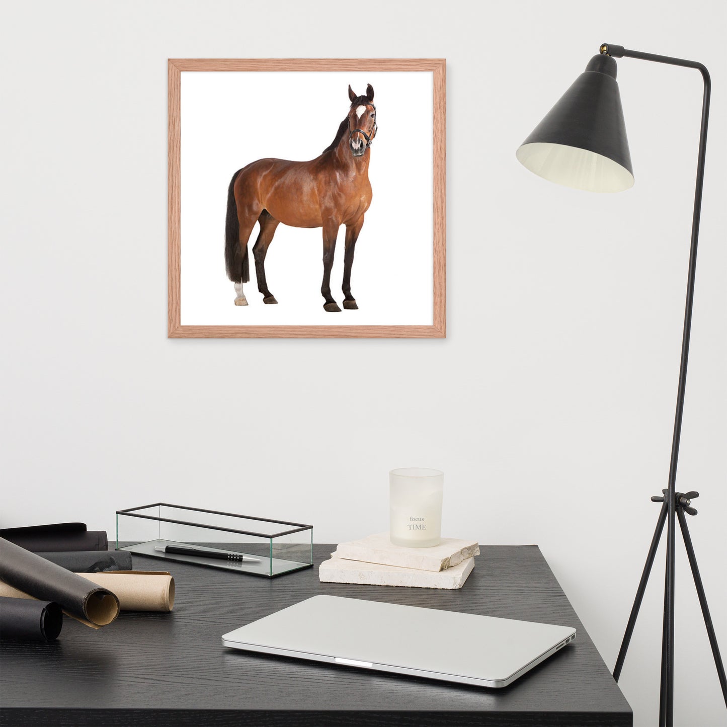 Framed Poster Horse Wall Art - Vertical Print (Glamourange 008 Model)