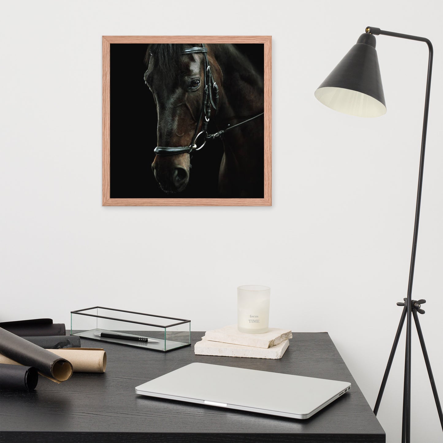 Framed Poster Horse Wall Art - Vertical Print (Glamourange 0012 Model)