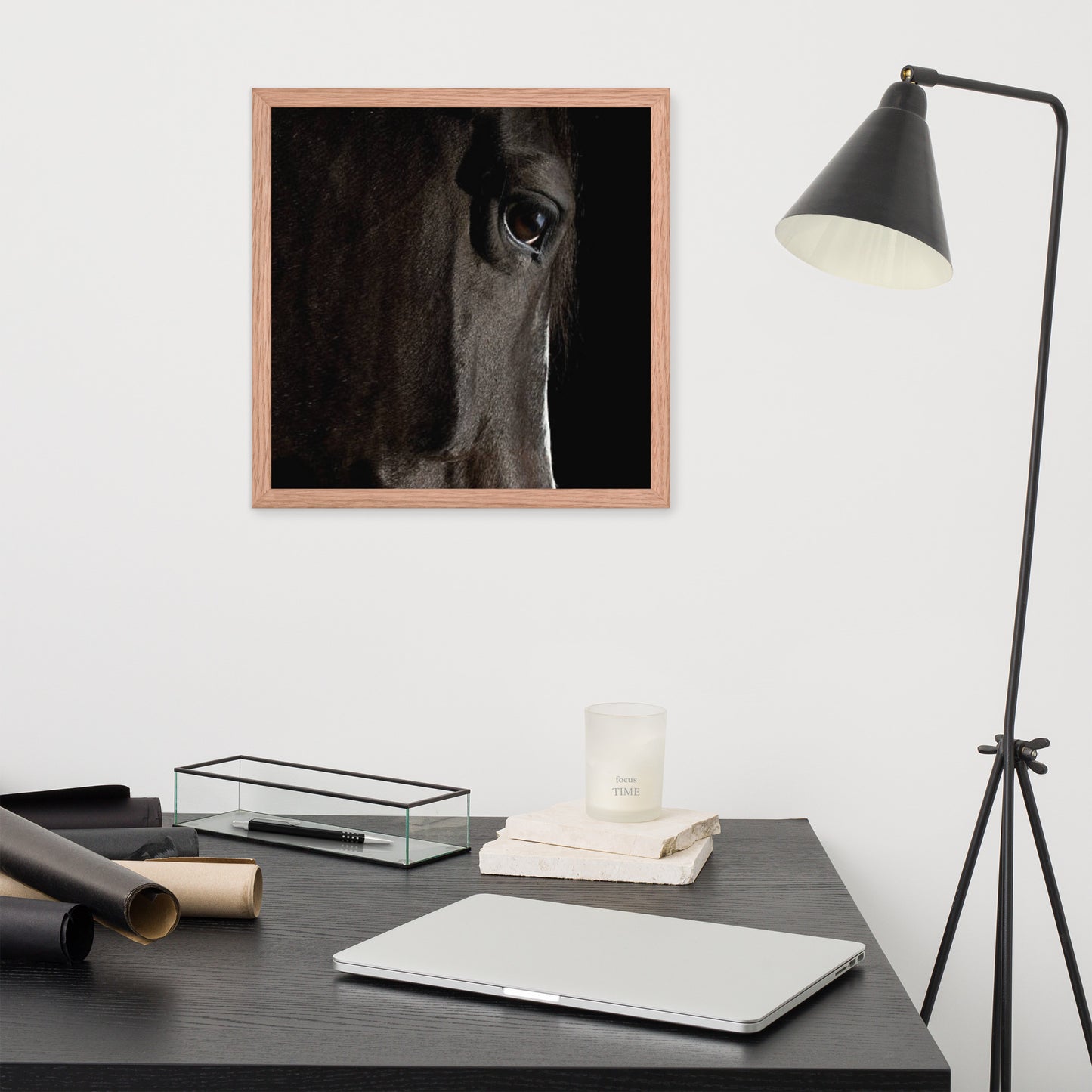 Framed Poster Horse Wall Art - Vertical Print (Glamourange 0015 Model)