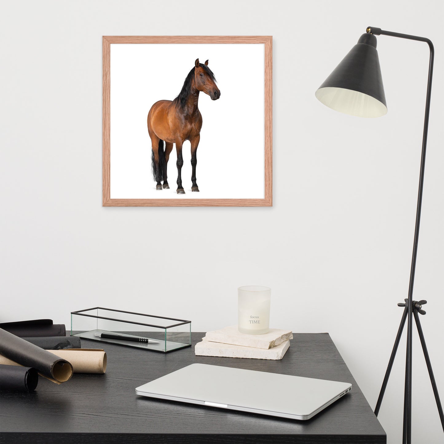 Framed Poster Horse Wall Art - Vertical Print (Glamourange 0024 Model)