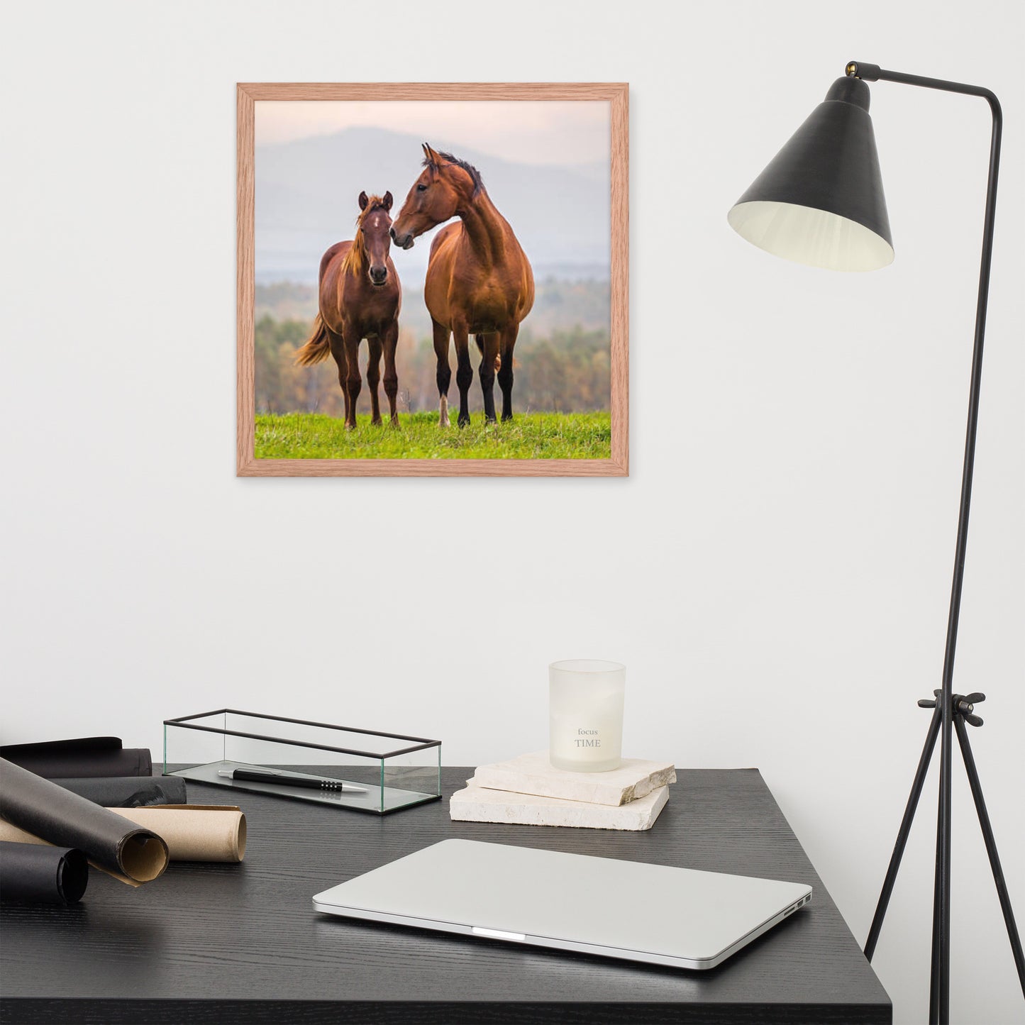 Framed Poster Horse Wall Art - Vertical Print (Glamourange 0027 Model)