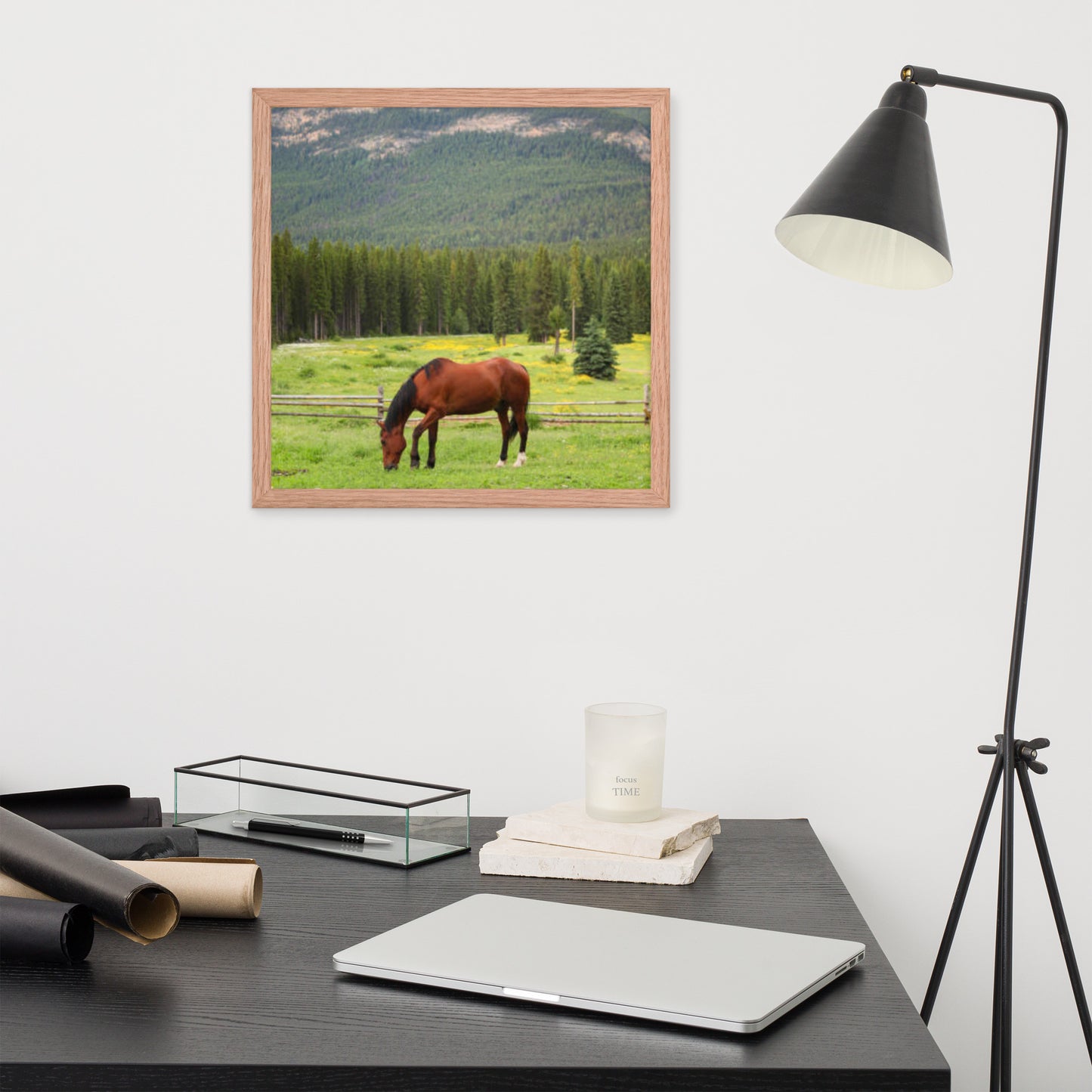 Framed Poster Horse Wall Art - Vertical Print (Glamourange 0030 Model)