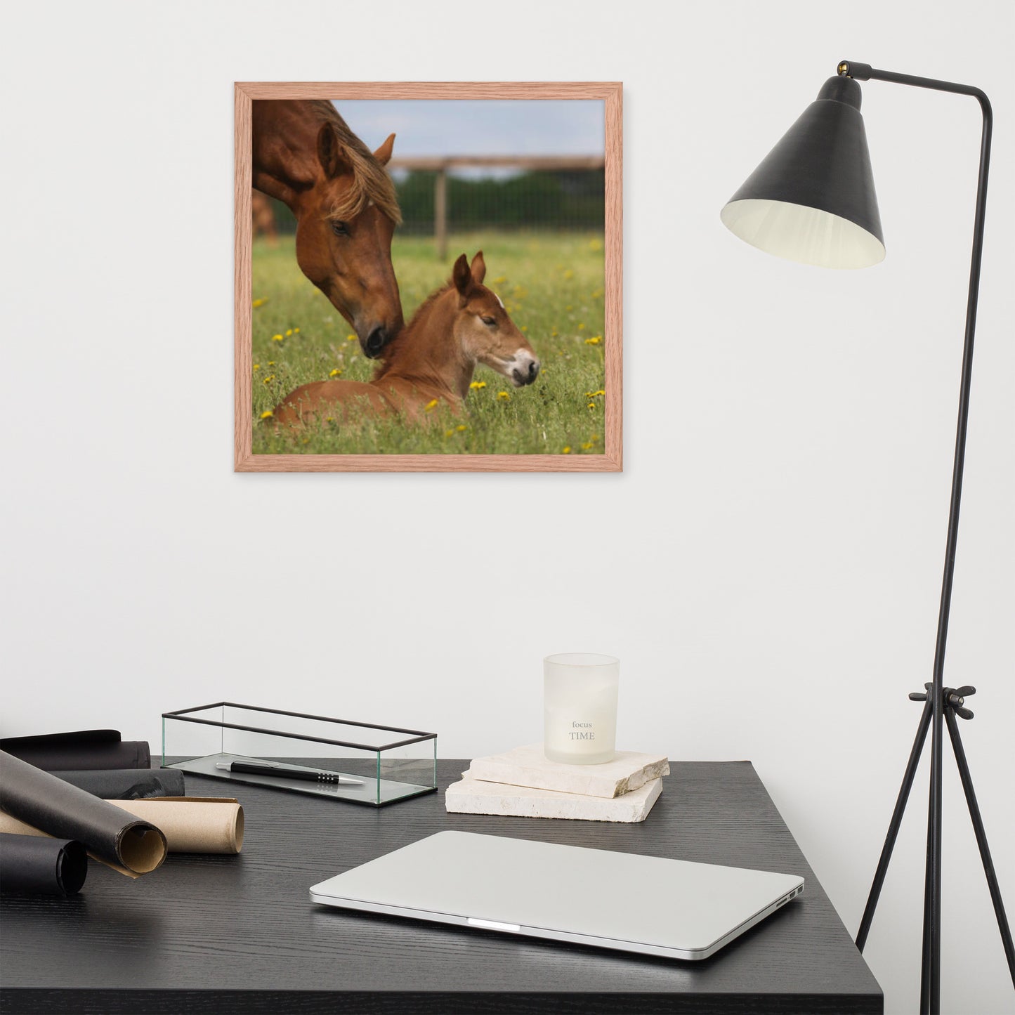 Framed Poster Horse Wall Art - Vertical Print (Glamourange 0032 Model)