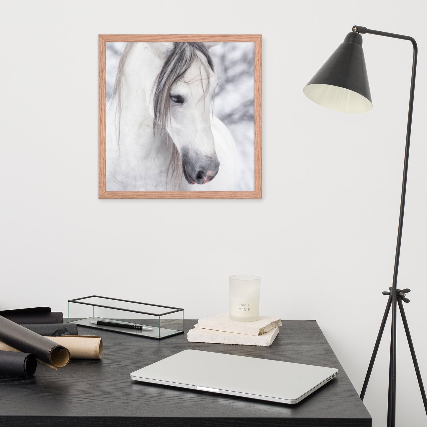 Framed Poster Horse Wall Art - Vertical Print (Glamourange 0036 Model)