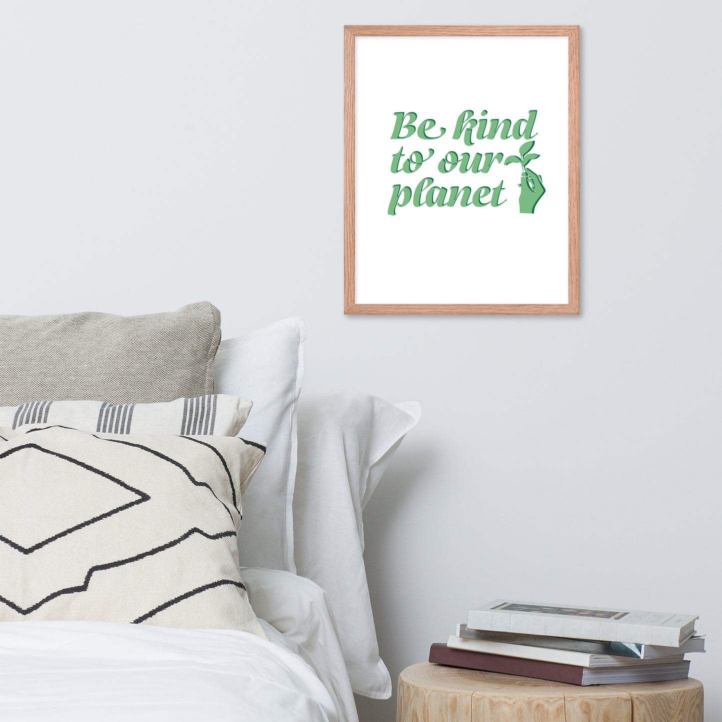 Framed Poster (Be Kind to Our Planet - Lifestyle Framed Poster Horizontal - Model 009)