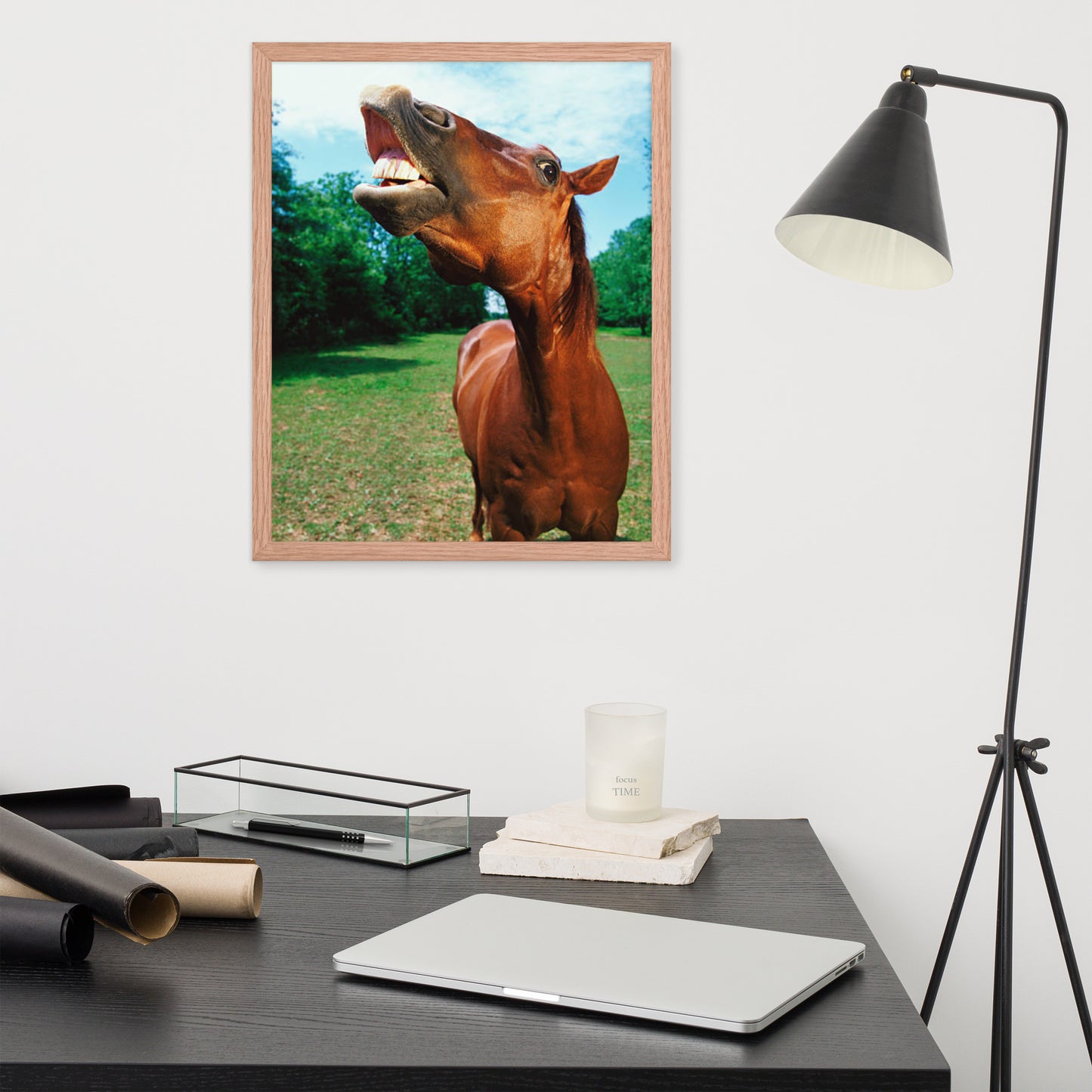 Framed Poster Horse Wall Art - Vertical Print (Glamourange 002 Model)