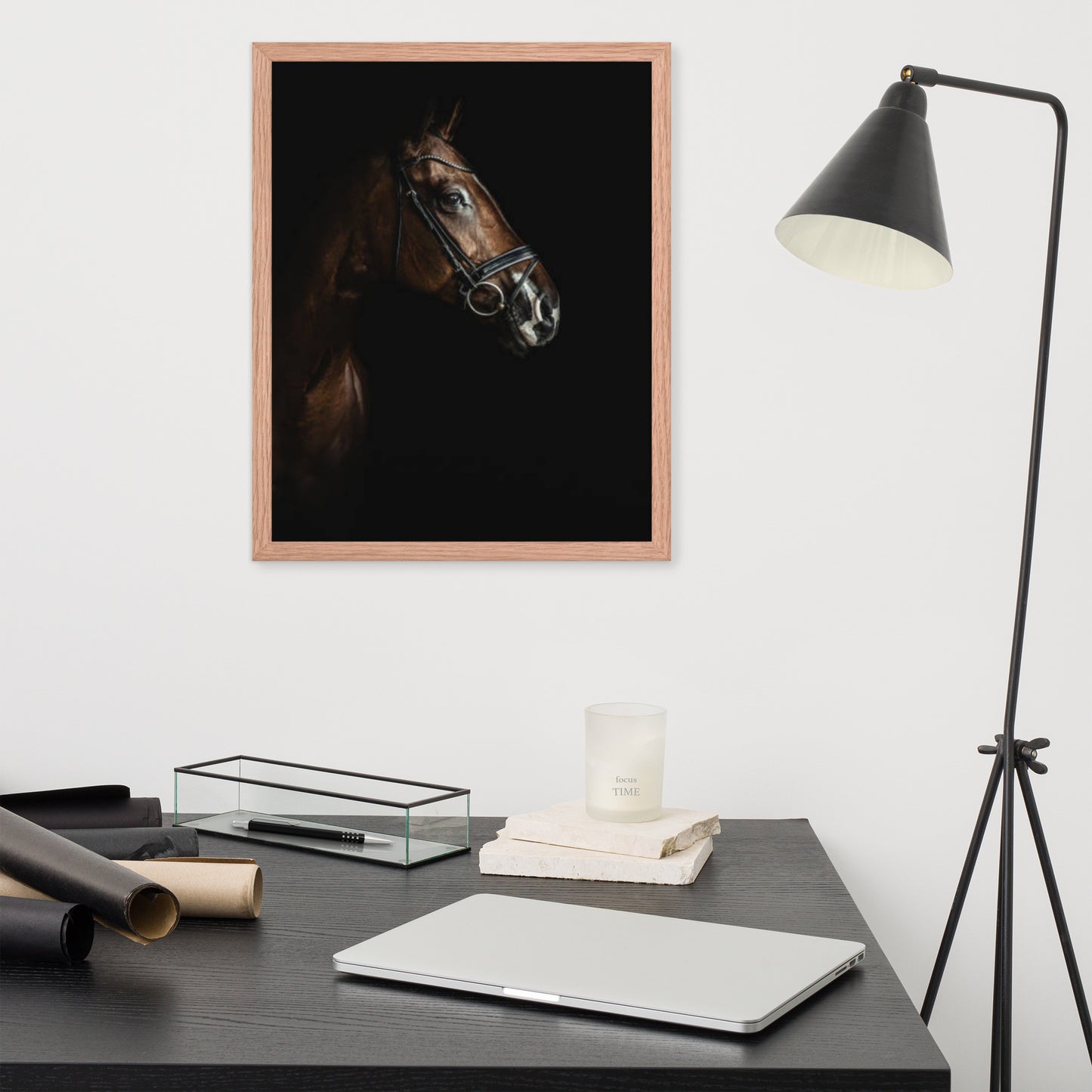 Framed Poster Horse Wall Art - Vertical Print (Glamourange 005 Model)