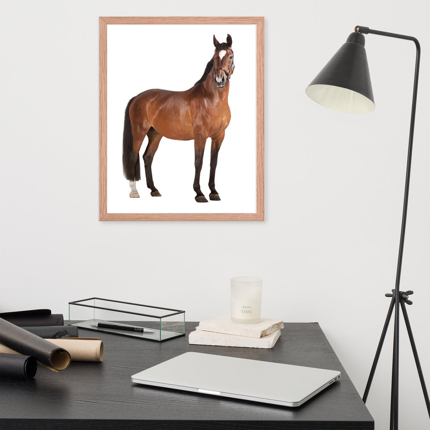 Framed Poster Horse Wall Art - Vertical Print (Glamourange 008 Model)