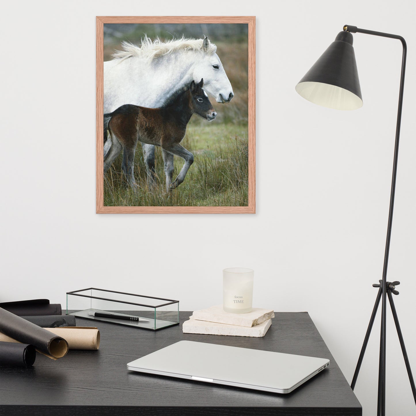 Framed Poster Horse Wall Art - Vertical Print (Glamourange 0011 Model)