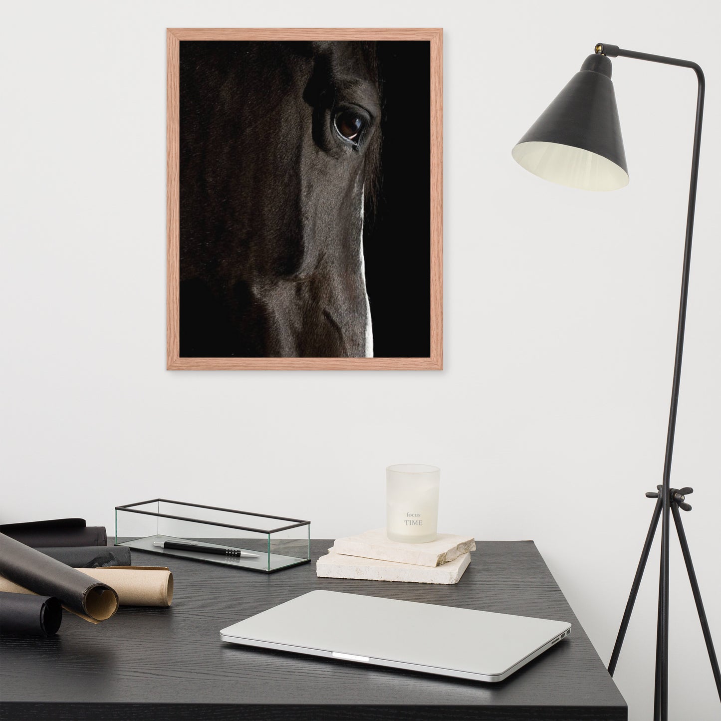 Framed Poster Horse Wall Art - Vertical Print (Glamourange 0015 Model)