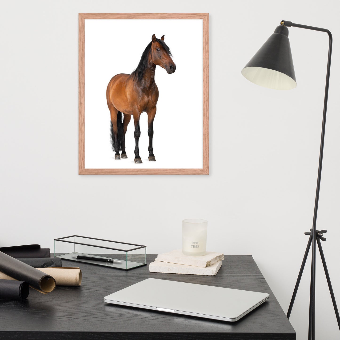 Framed Poster Horse Wall Art - Vertical Print (Glamourange 0024 Model)