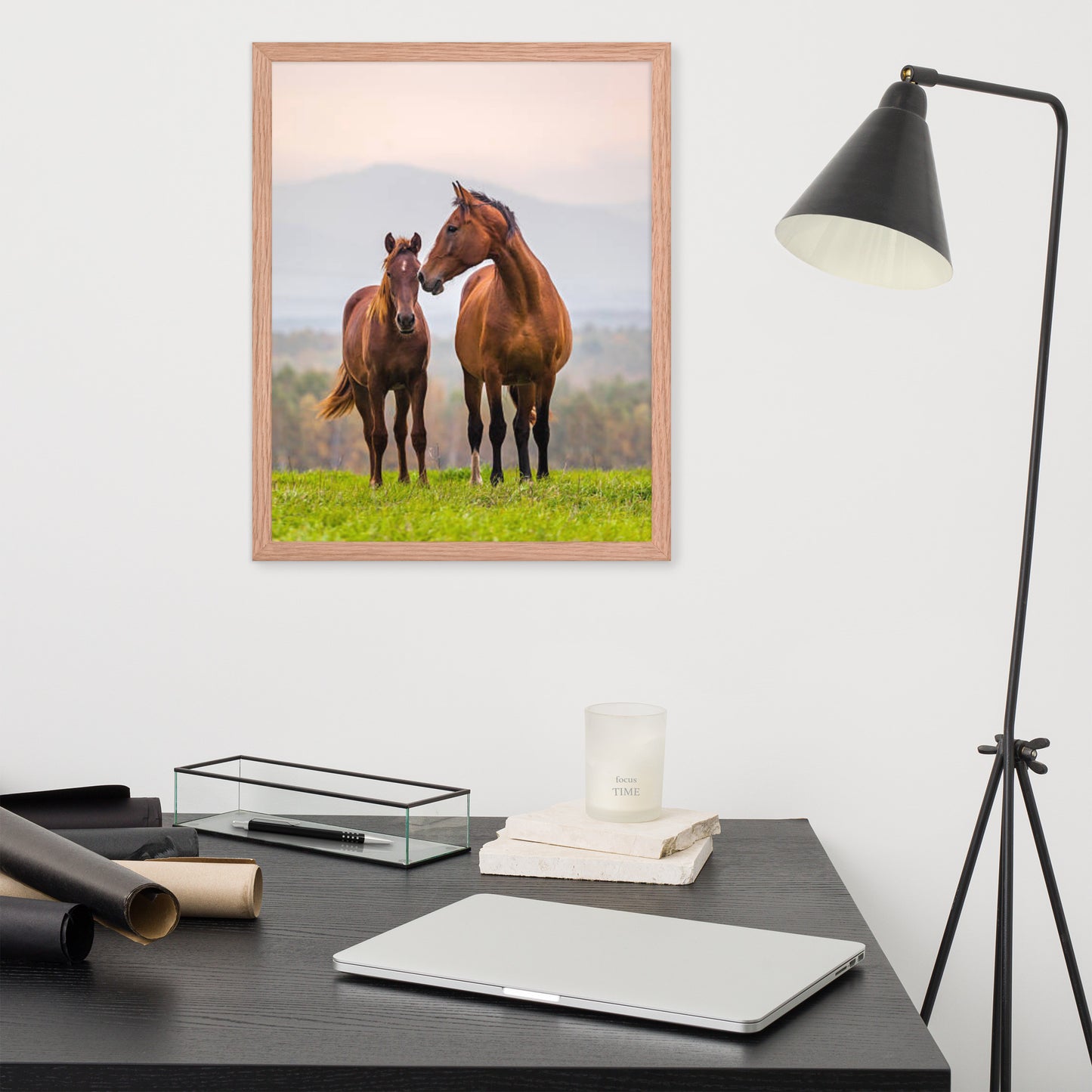 Framed Poster Horse Wall Art - Vertical Print (Glamourange 0027 Model)