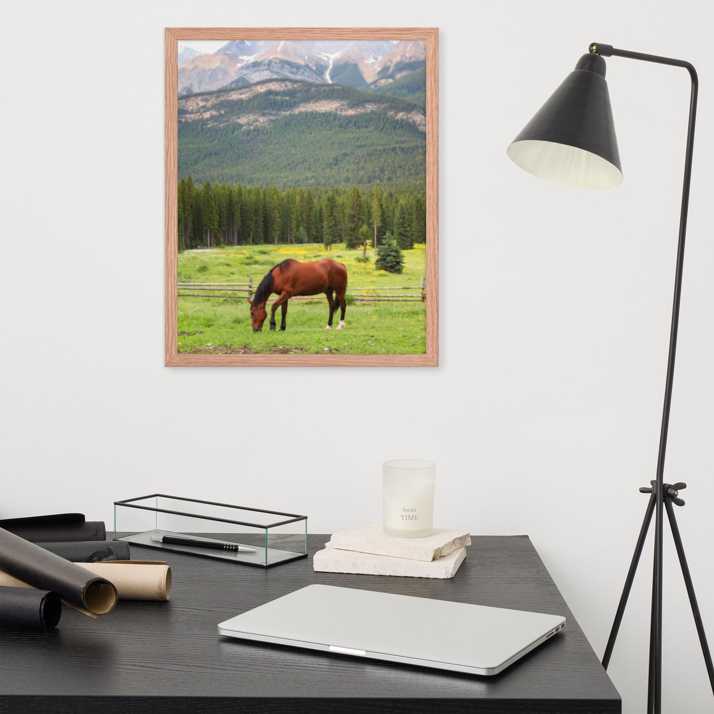 Framed Poster Horse Wall Art - Vertical Print (Glamourange 0030 Model)