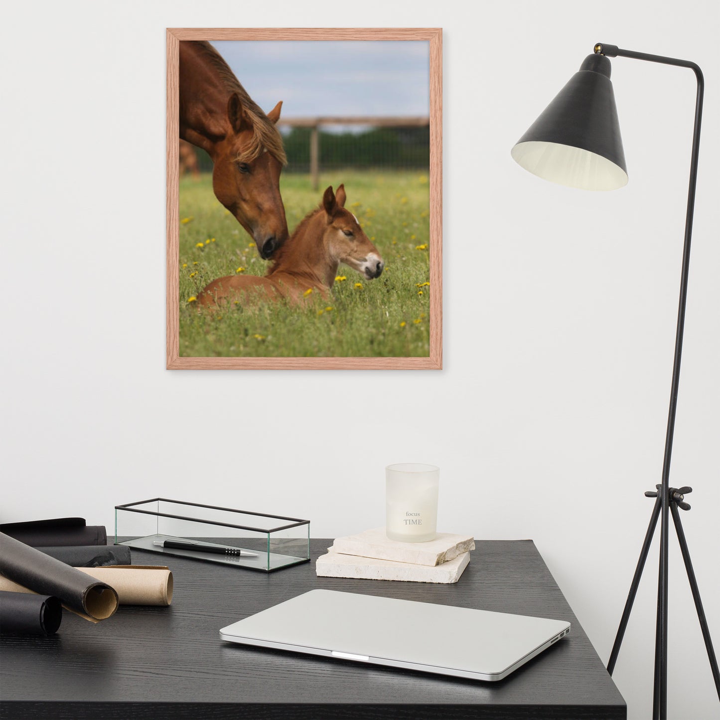 Framed Poster Horse Wall Art - Vertical Print (Glamourange 0032 Model)