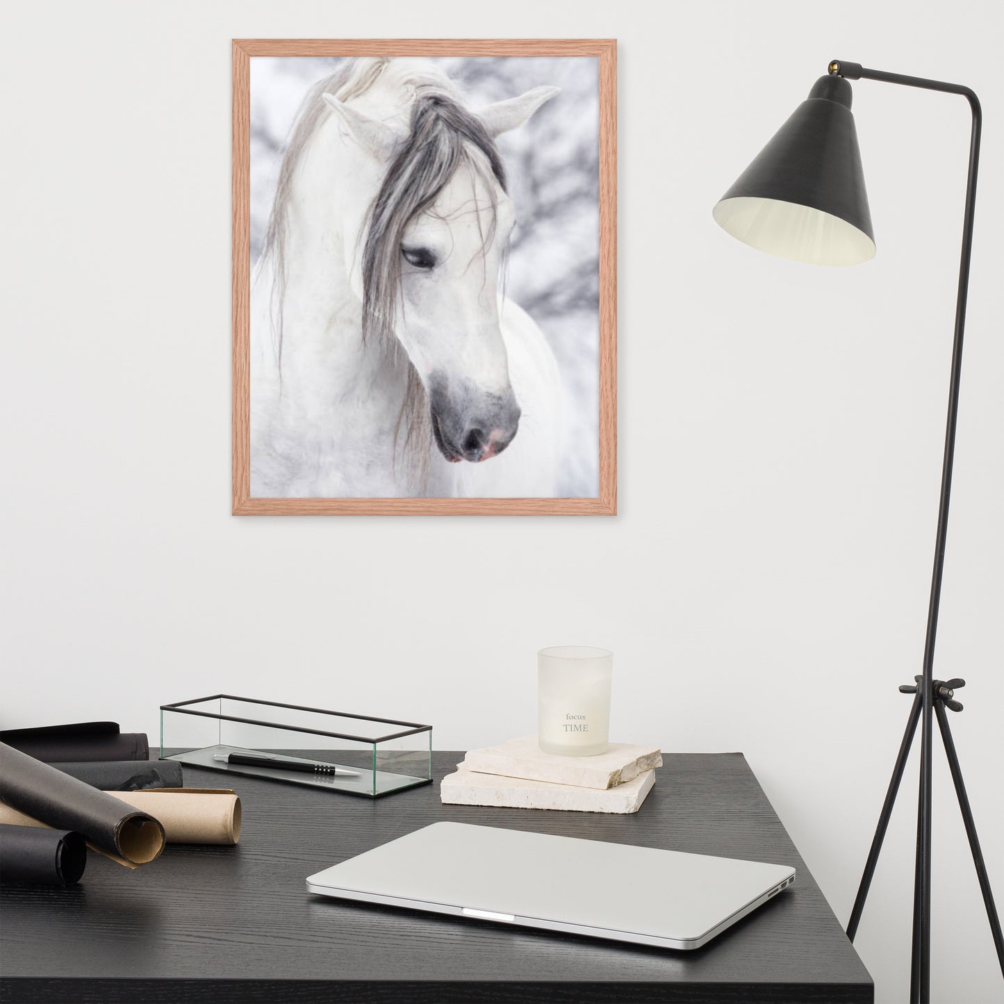 Framed Poster Horse Wall Art - Vertical Print (Glamourange 0036 Model)