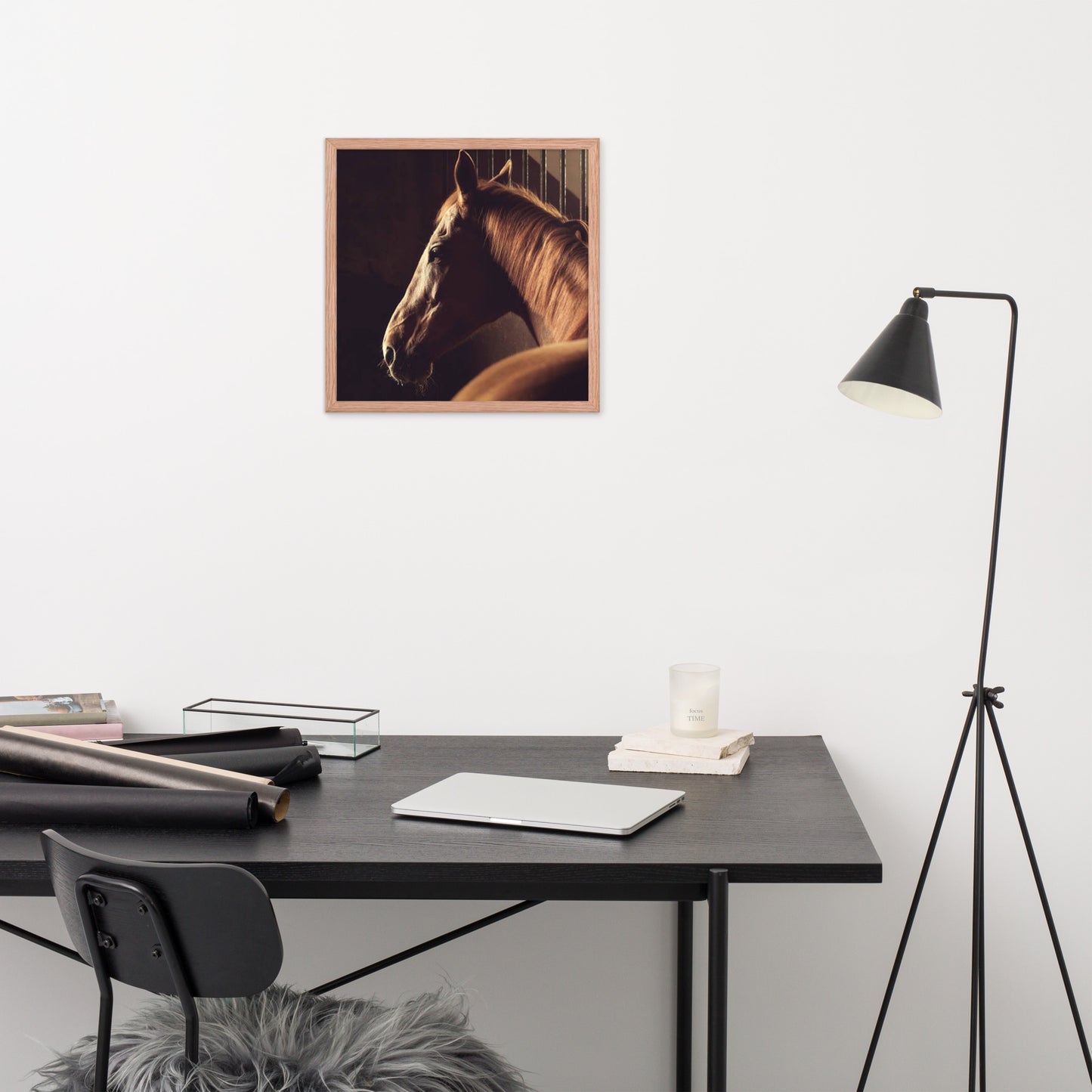 Framed Poster Horse Wall Art - Vertical Print (Glamourange 0010 Model)