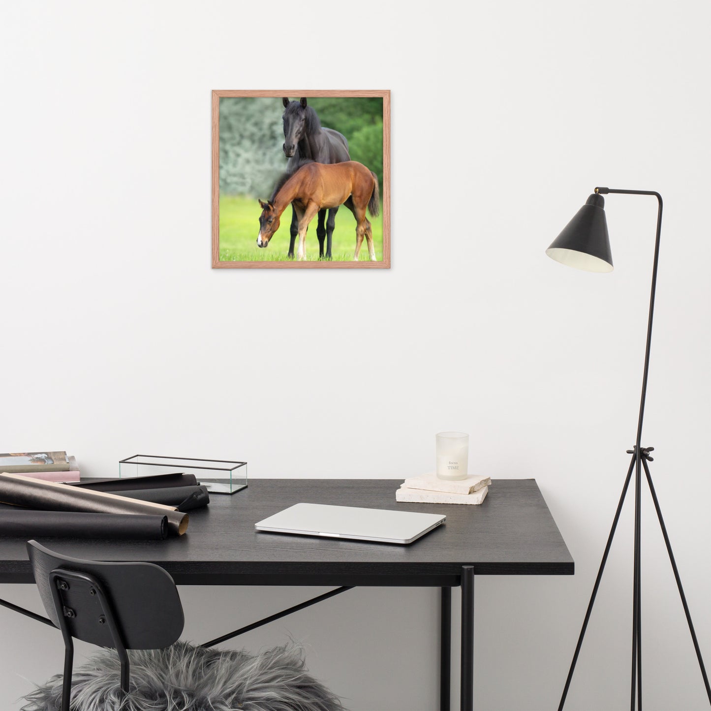 Framed Poster Horse Wall Art - Vertical Print (Glamourange 0021 Model)