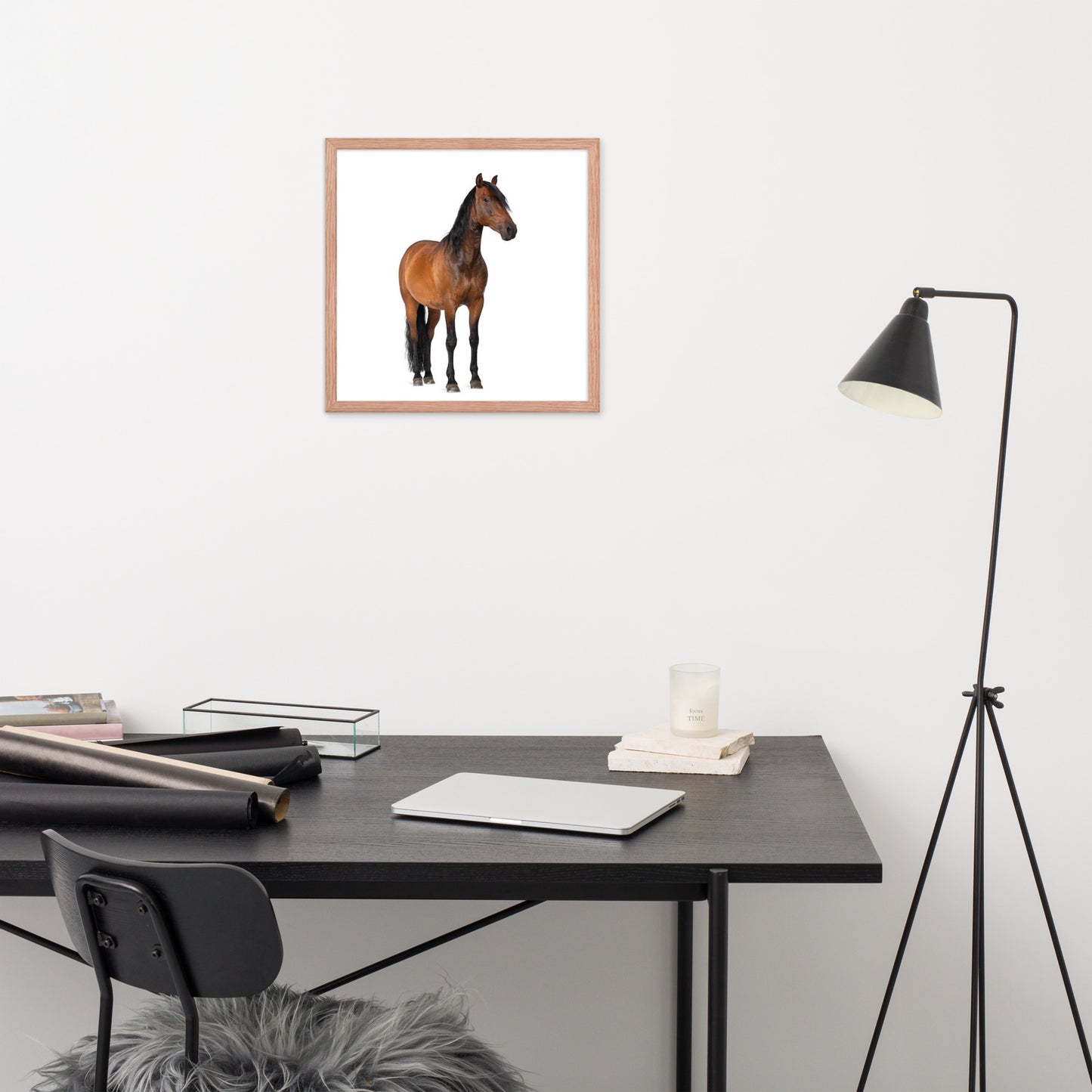 Framed Poster Horse Wall Art - Vertical Print (Glamourange 0024 Model)