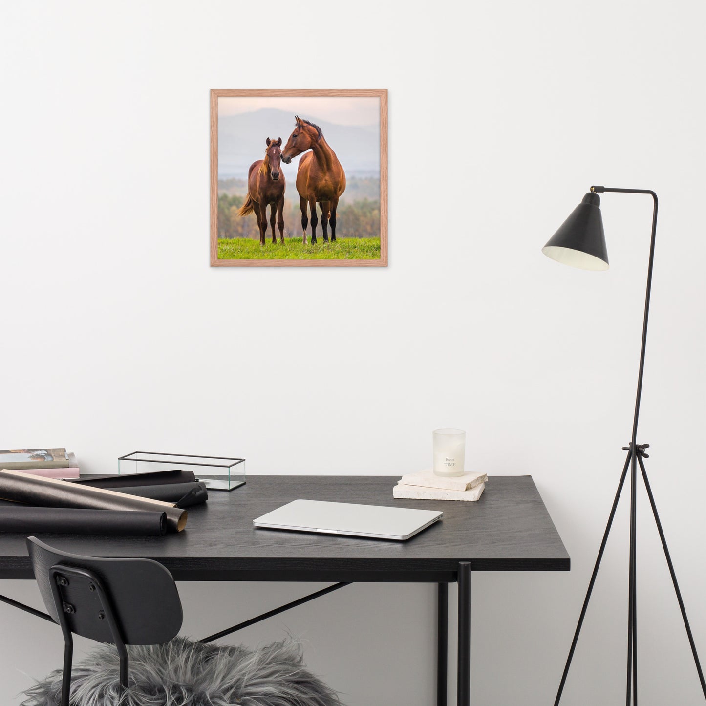 Framed Poster Horse Wall Art - Vertical Print (Glamourange 0027 Model)