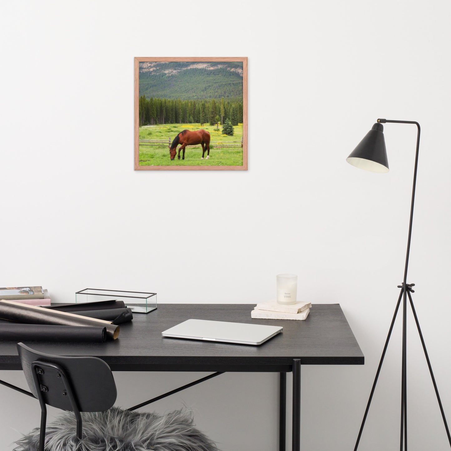 Framed Poster Horse Wall Art - Vertical Print (Glamourange 0030 Model)