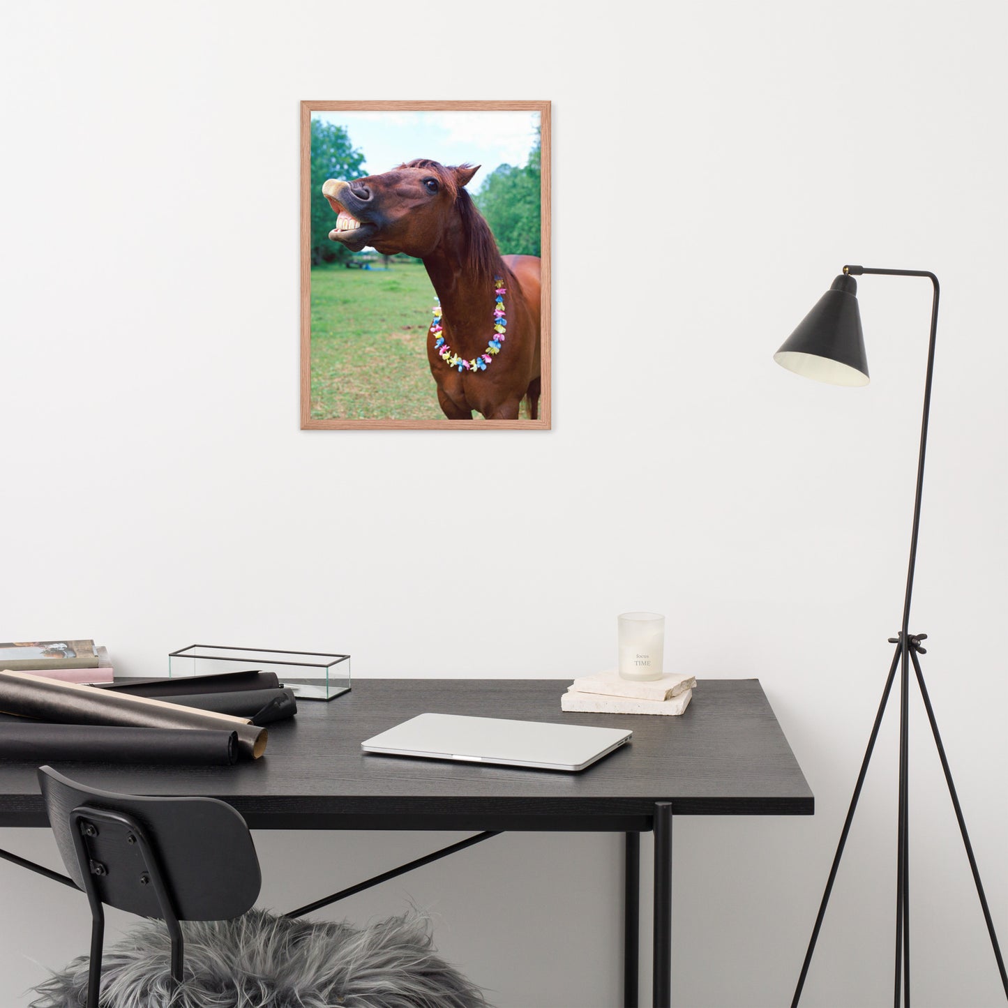 Framed Poster Horse Wall Art - Vertical Print (Glamourange 004 Model)