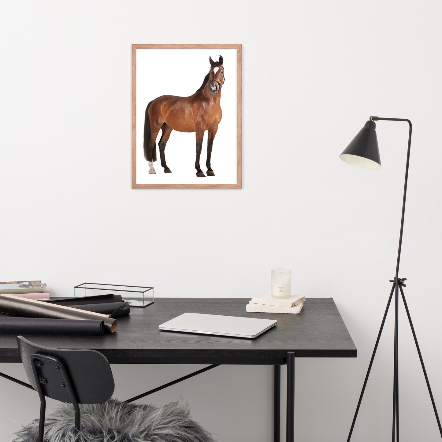 Framed Poster Horse Wall Art - Vertical Print (Glamourange 008 Model)