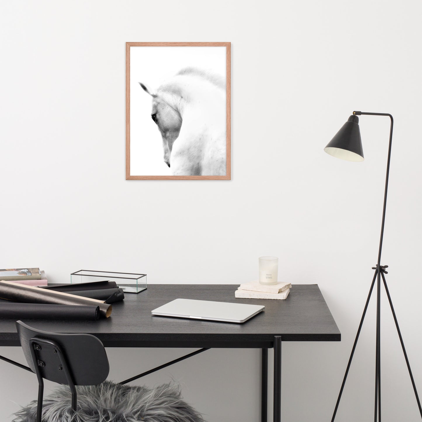 Framed Poster Horse Wall Art - Vertical Print (Glamourange 0014 Model)