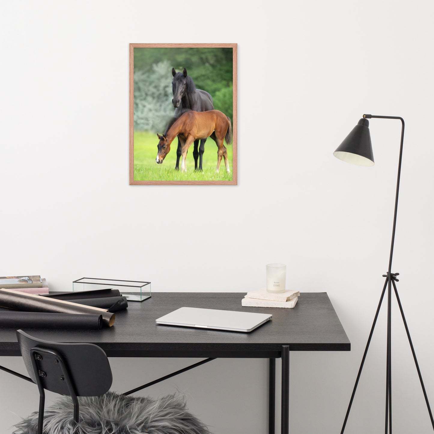 Framed Poster Horse Wall Art - Vertical Print (Glamourange 0021 Model)