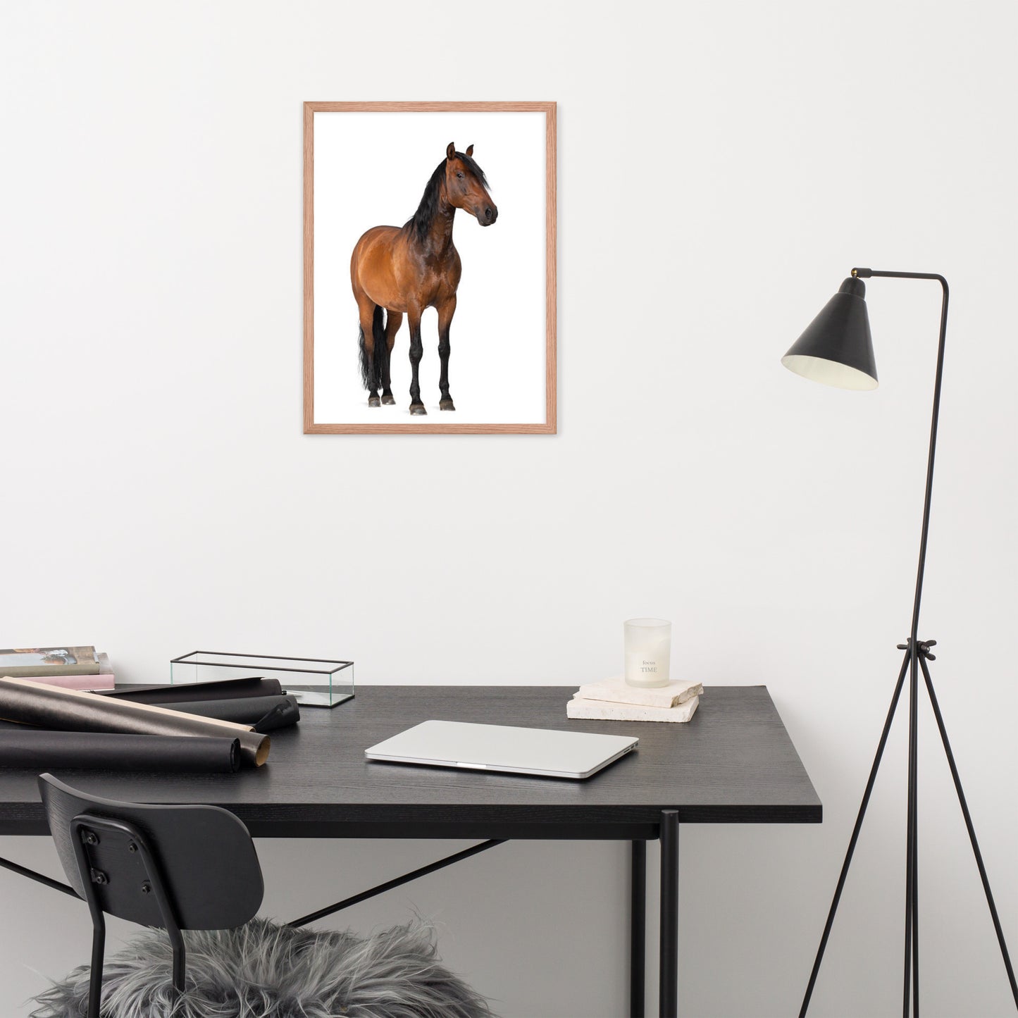 Framed Poster Horse Wall Art - Vertical Print (Glamourange 0024 Model)