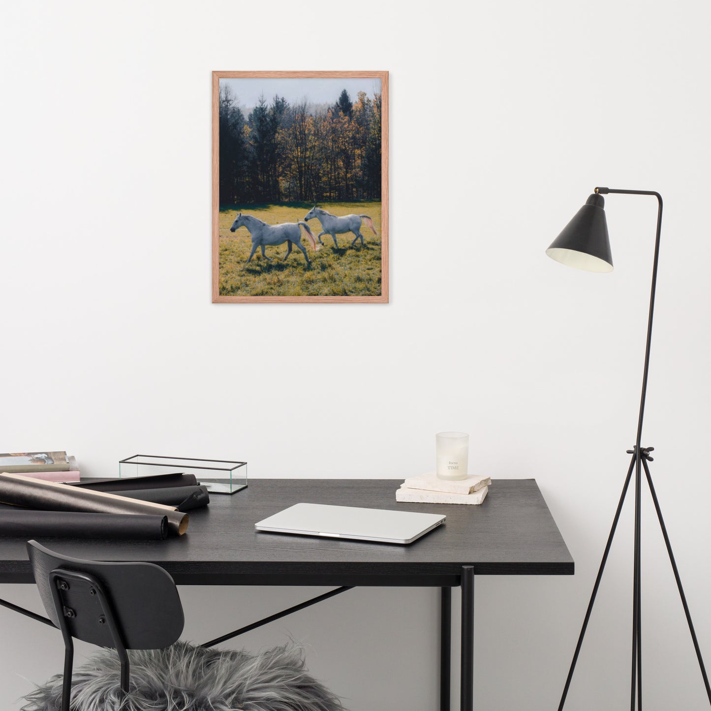 Framed Poster Horse Wall Art - Vertical Print (Glamourange 0025 Model)