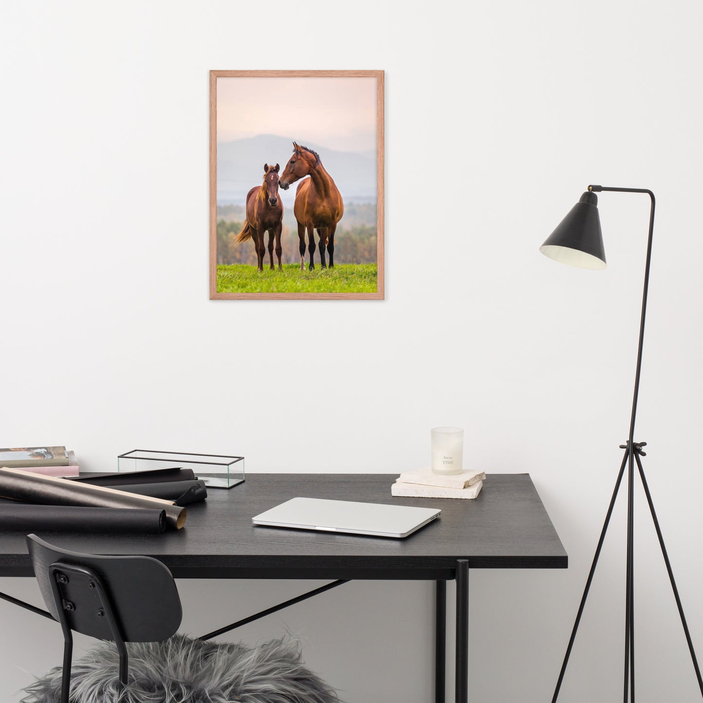 Framed Poster Horse Wall Art - Vertical Print (Glamourange 0027 Model)