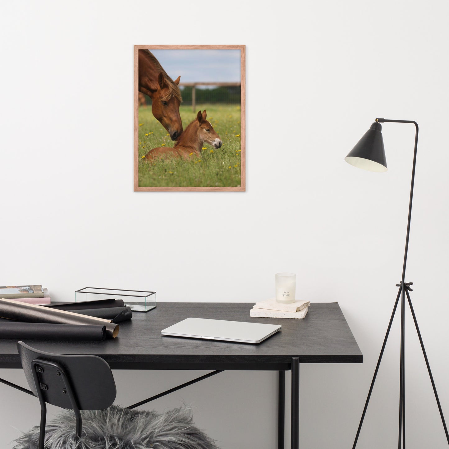 Framed Poster Horse Wall Art - Vertical Print (Glamourange 0032 Model)