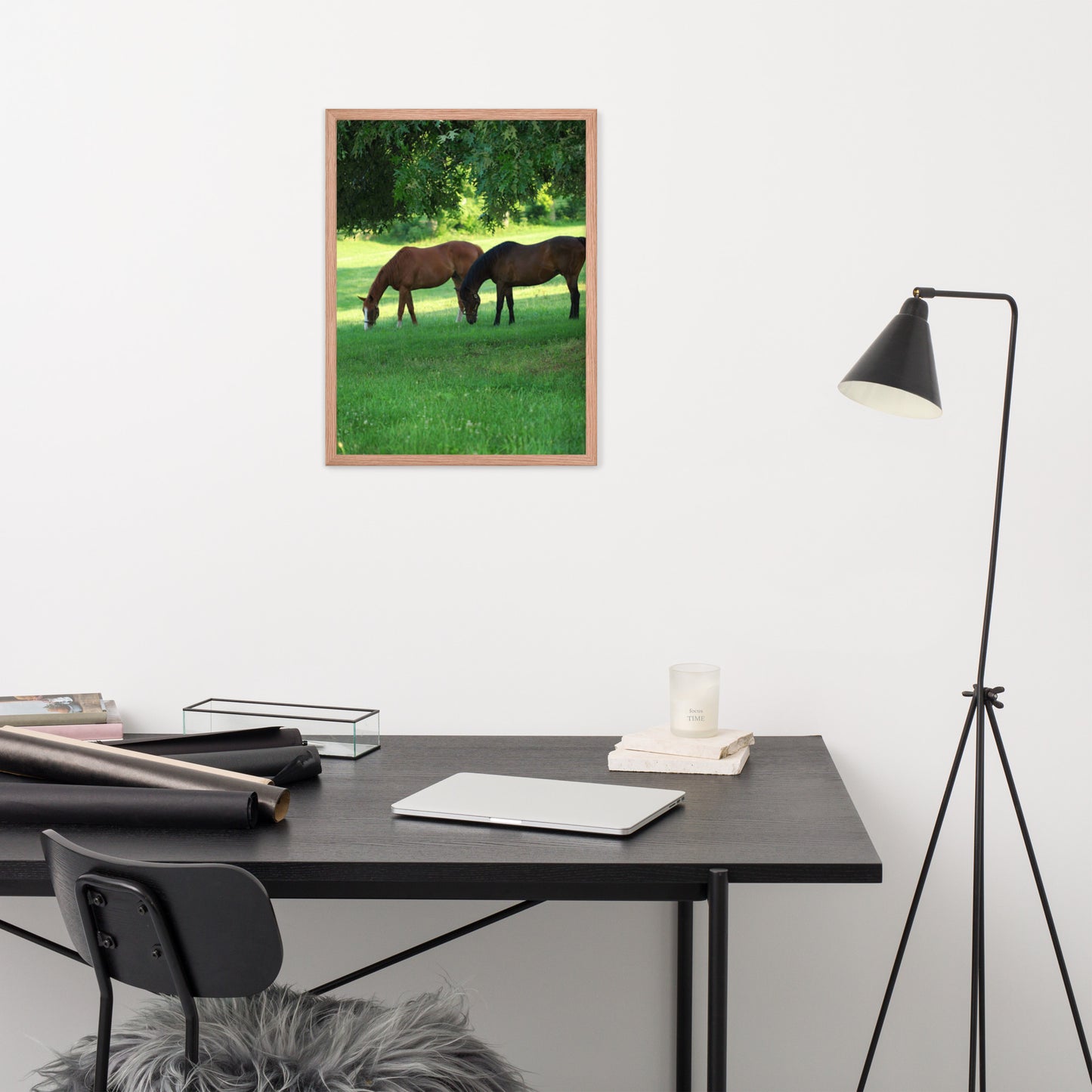 Framed Poster Horse Wall Art - Vertical Print (Glamourange 0033 Model)