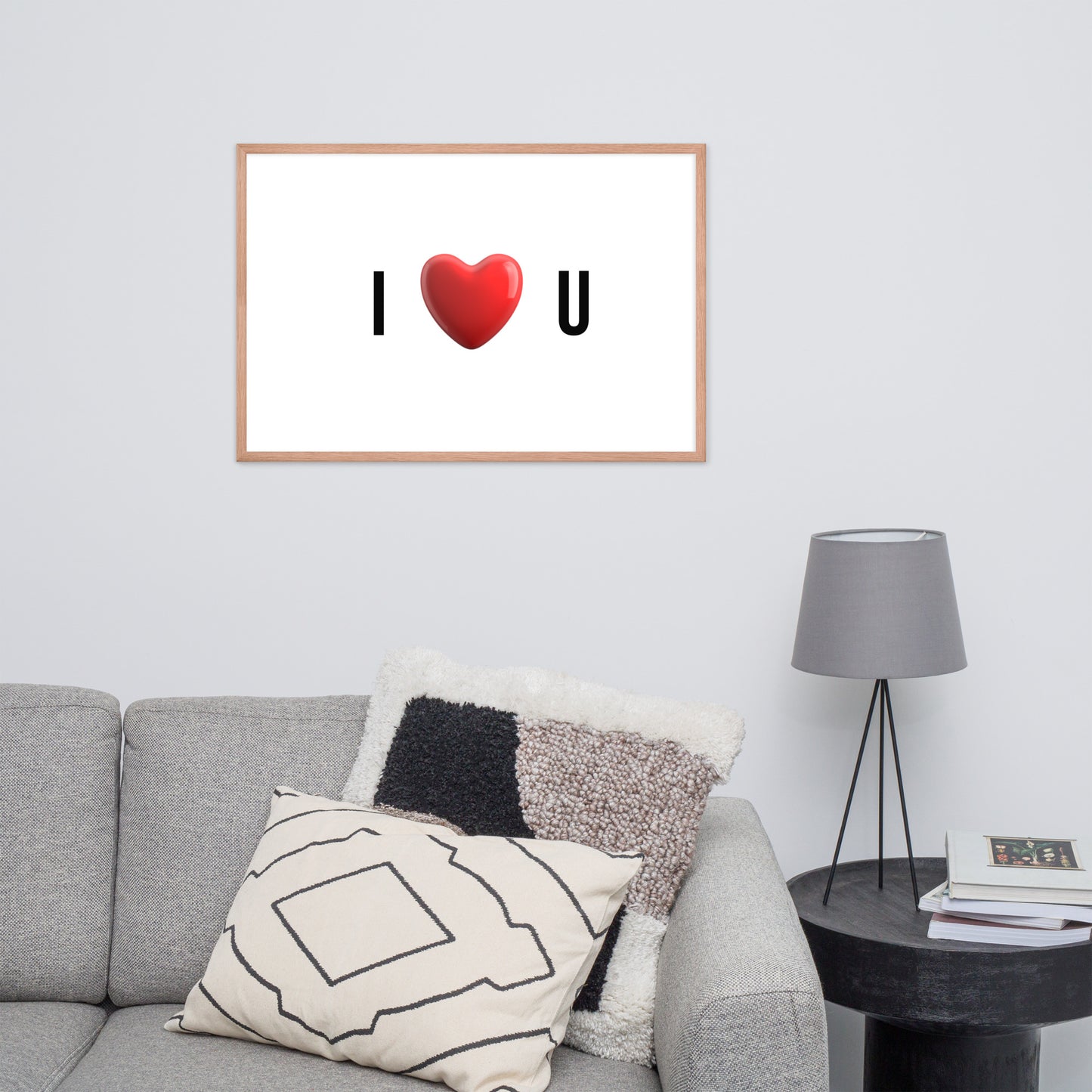 Framed Poster (I Love U - Framed Poster Love Wall Art - Horizontal Model 001)