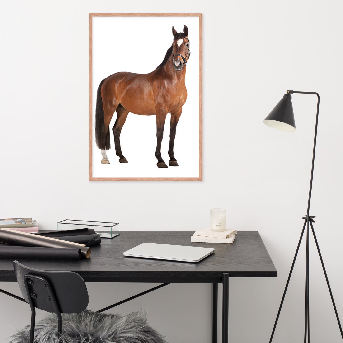 Framed Poster Horse Wall Art - Vertical Print (Glamourange 008 Model)