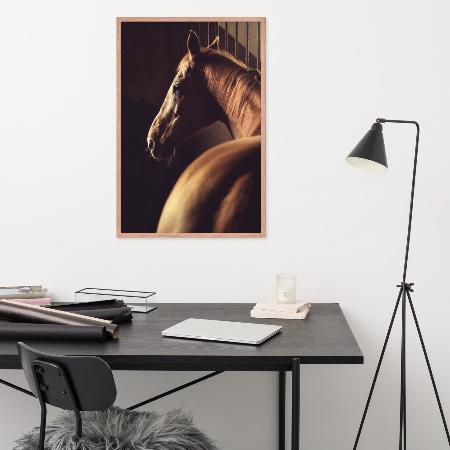 Framed Poster Horse Wall Art - Vertical Print (Glamourange 0010 Model)