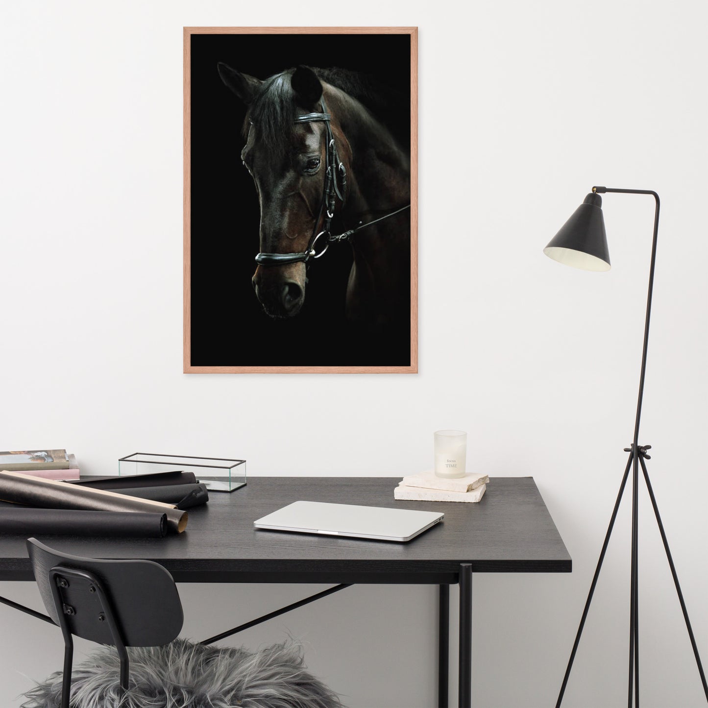 Framed Poster Horse Wall Art - Vertical Print (Glamourange 0012 Model)