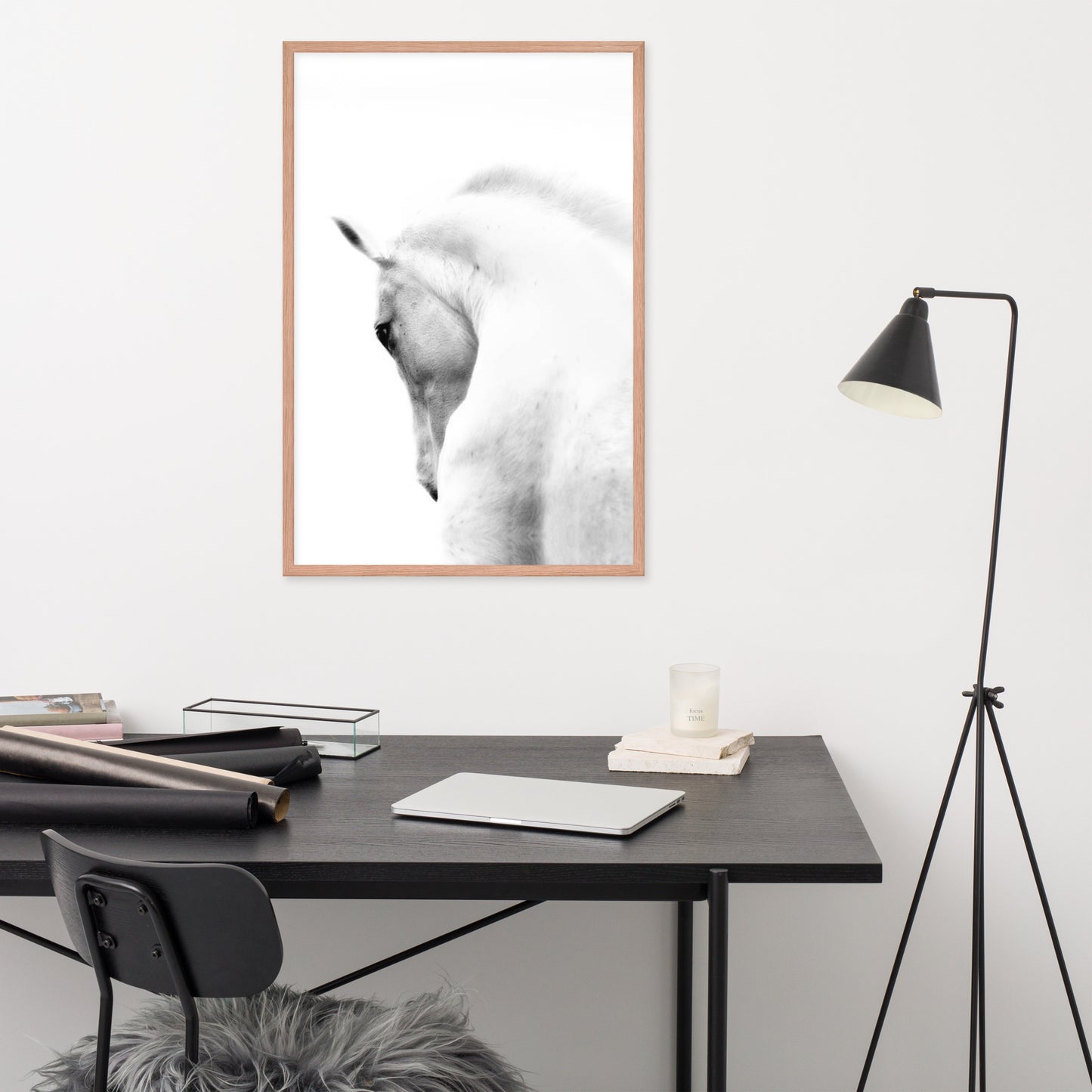 Framed Poster Horse Wall Art - Vertical Print (Glamourange 0014 Model)